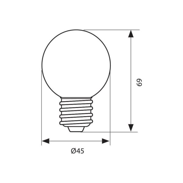 LED Λάμπα 1W Ε27-G45-Χρωματιστή-Κίτρινη 3541 - Image 2