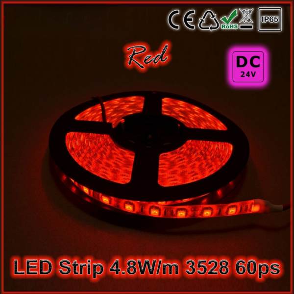 Led Strip 7.2W -SMD5050 30 Leds Red IP65 24V