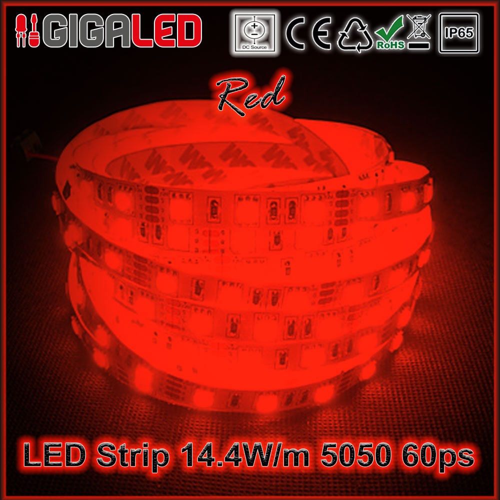 Led Ταινία 14.4W Strip-SMD5050 60 Leds Red IP65