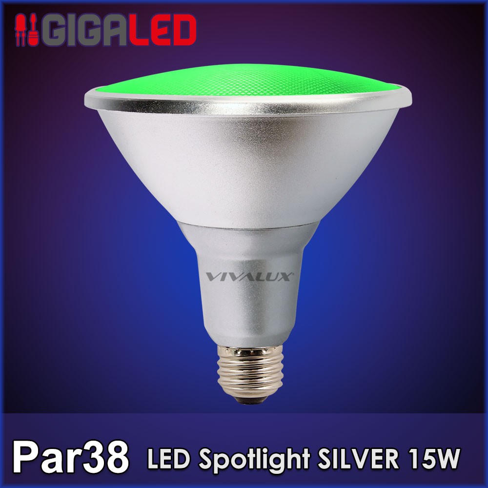 LED Spotlight SILVER Par 38 15W Πράσινη IP65 Vivalux