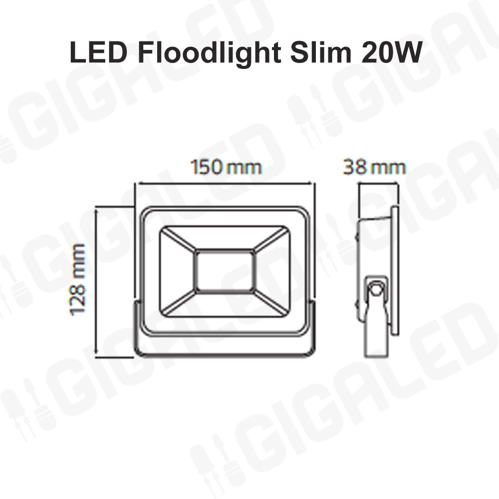 LED Προβολέας Slim 20W SMD Graphite Body