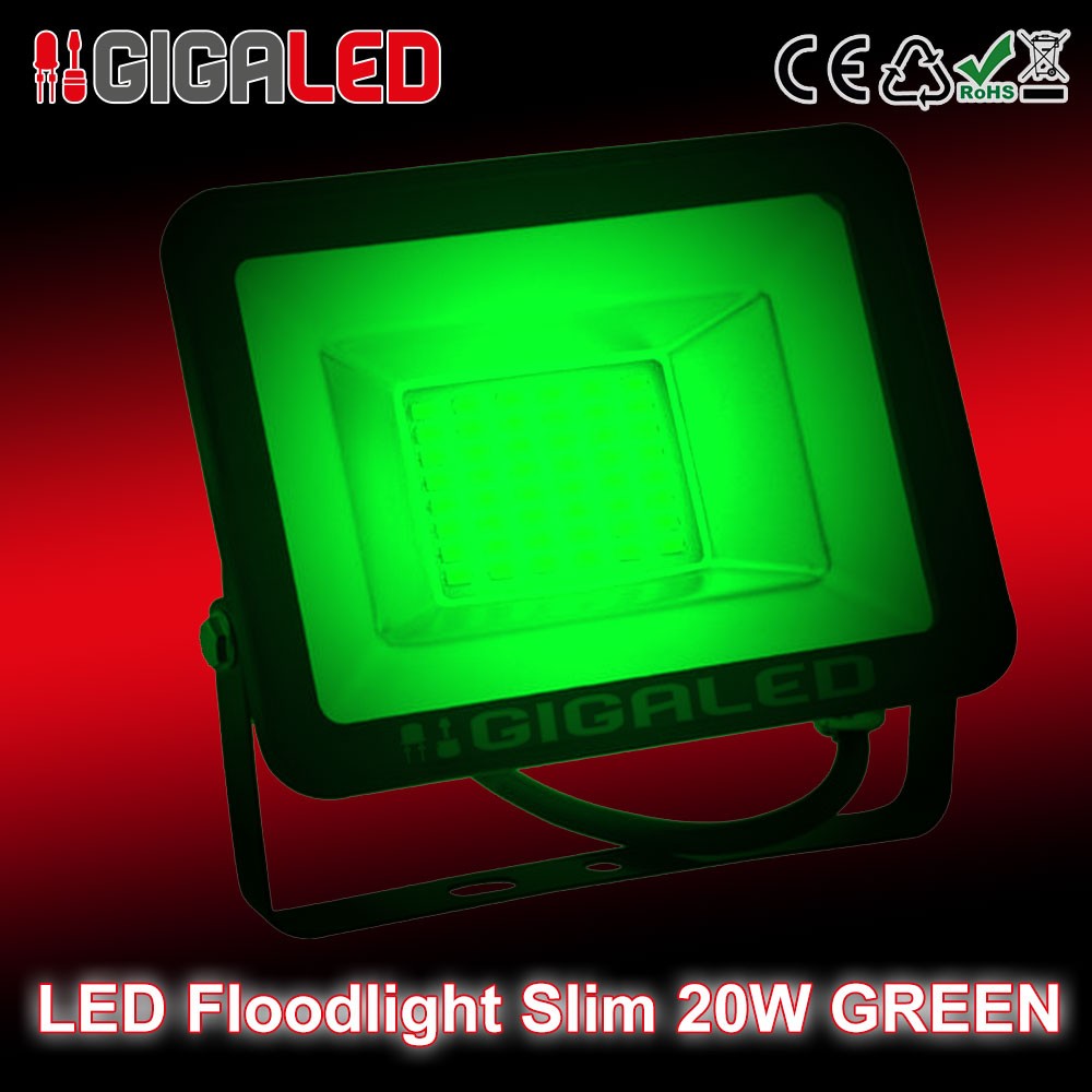 LED Προβολέας Slim 20W SMD Graphite Body Πράσινο