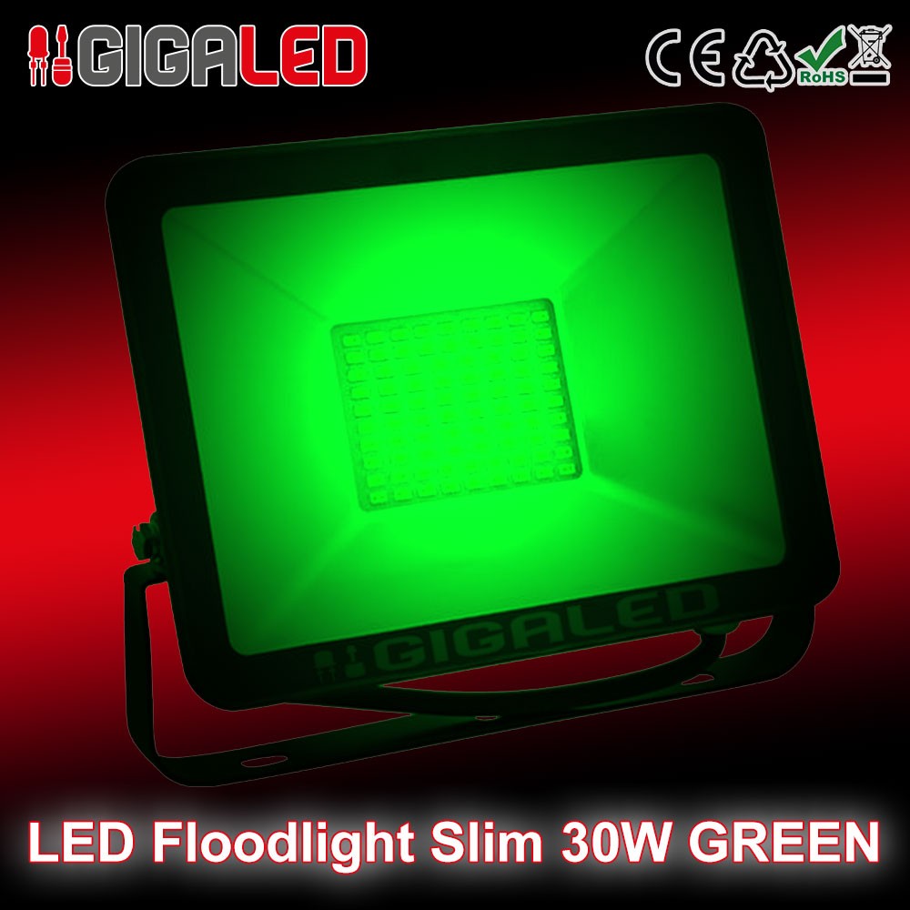 LED Προβολέας Slim 30W SMD Graphite Body Πράσινο
