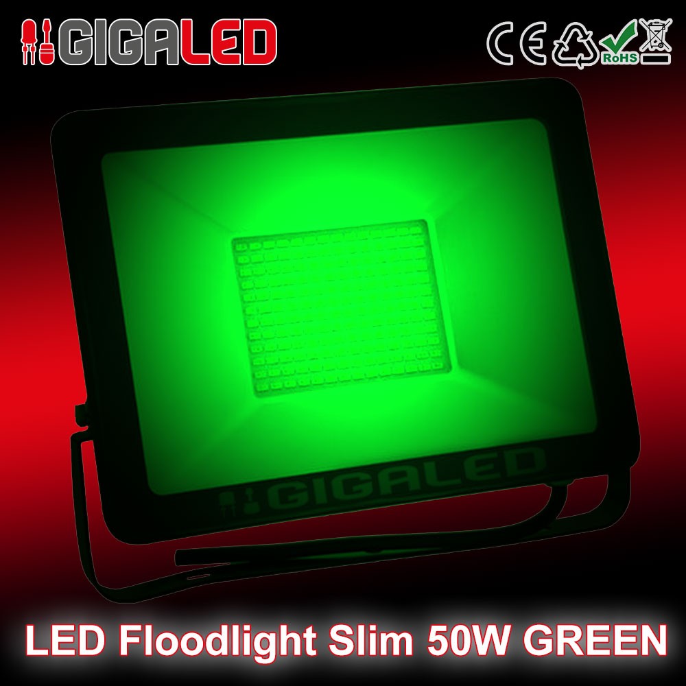 LED Προβολέας Slim 50W SMD Graphite Body Πράσινο