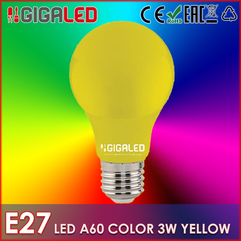 LED Λάμπα 3W Ε27/A60 Χρωματιστή-Κίτρινη