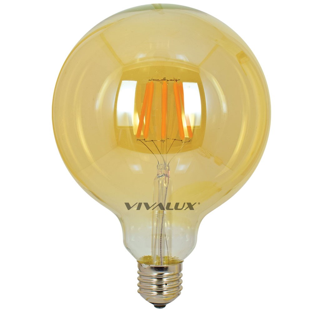 LED Λάμπα G125 Filament Flick Vintage Amber E27 6W Vivalux