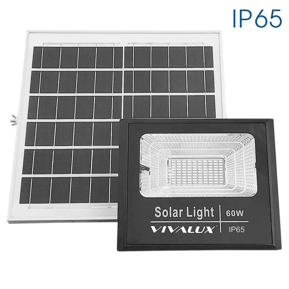 LED Αυτόνομος Ηλιακός Προβολέας (Solar) 60W με Φωτοβολταϊκό Πάνελ  IP65 και Τηλεχειριστήριο