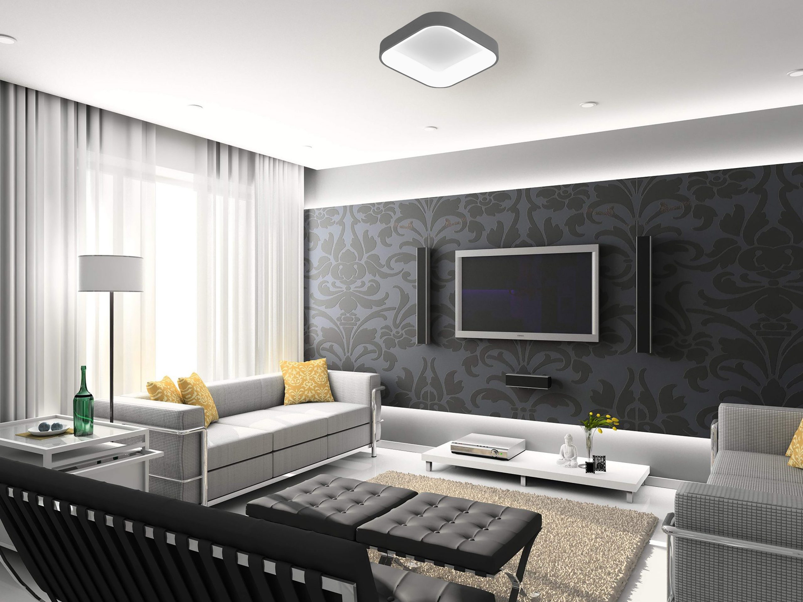 LED Φωτιστικό οροφής πλαφονιέρα LAS PALMAS 50W Γκρι με εναλλαγή χρωμάτων και dimmable  6006GR