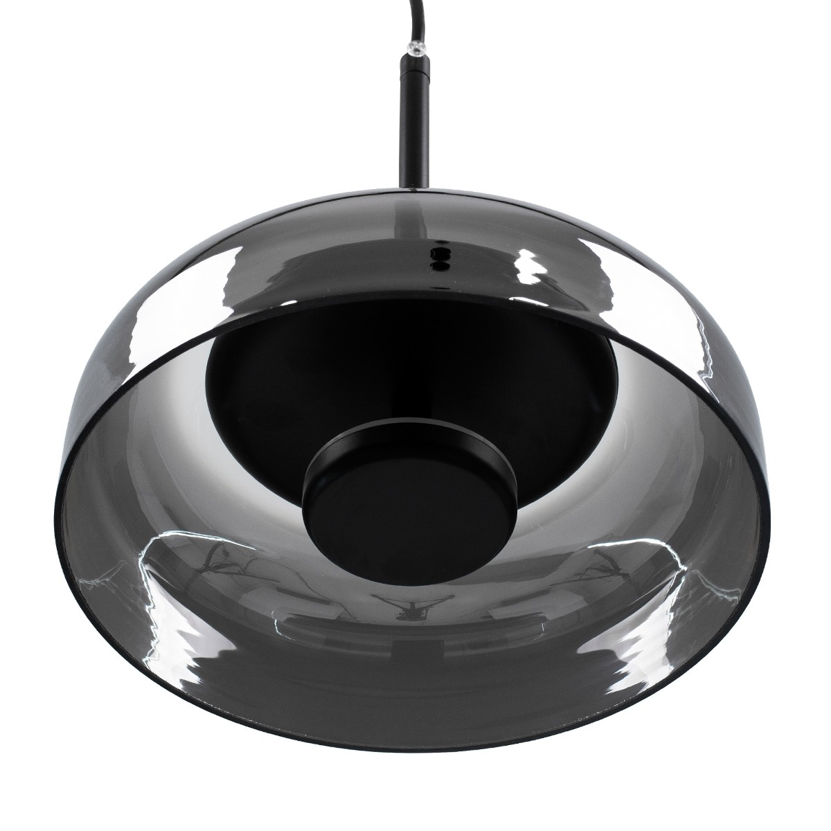LED Μοντέρνο Κρεμαστό Φωτιστικό Οροφής CHARLOTTE Μονόφωτο Φιμέ Γυάλινο Μαύρο Μεταλλικό CREE 5W 500lm 180° Φ23 x Υ23cm