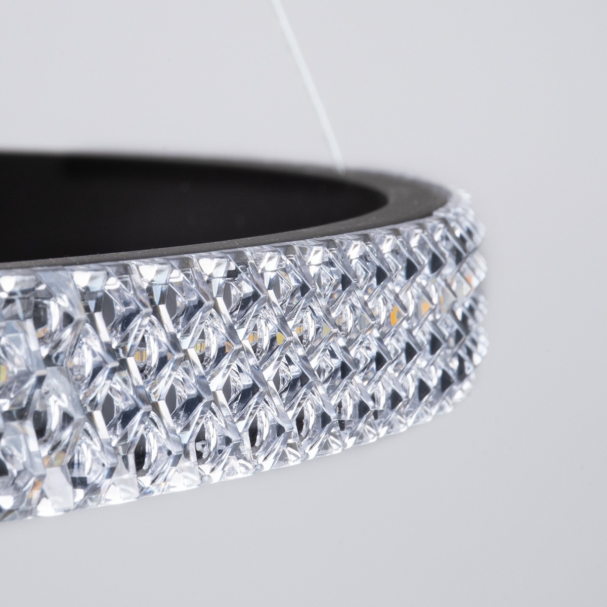 LED Κρεμαστό Φωτιστικό Μαύρο DIAMOND TRIO Κύκλος 120W με Εναλλαγή Φωτισμού μέσω Τηλεχειριστηρίου Dimmable Φ40+60+80cm - 61138