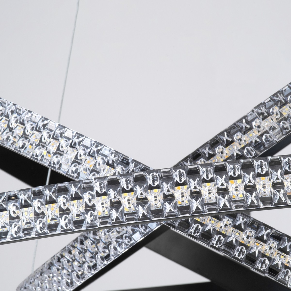 LED Κρεμαστό Φωτιστικό Μαύρο DIAMOND TRIO Κύκλος 100W με Εναλλαγή Φωτισμού μέσω Τηλεχειριστηρίου Dimmable Φ25+40+60cm