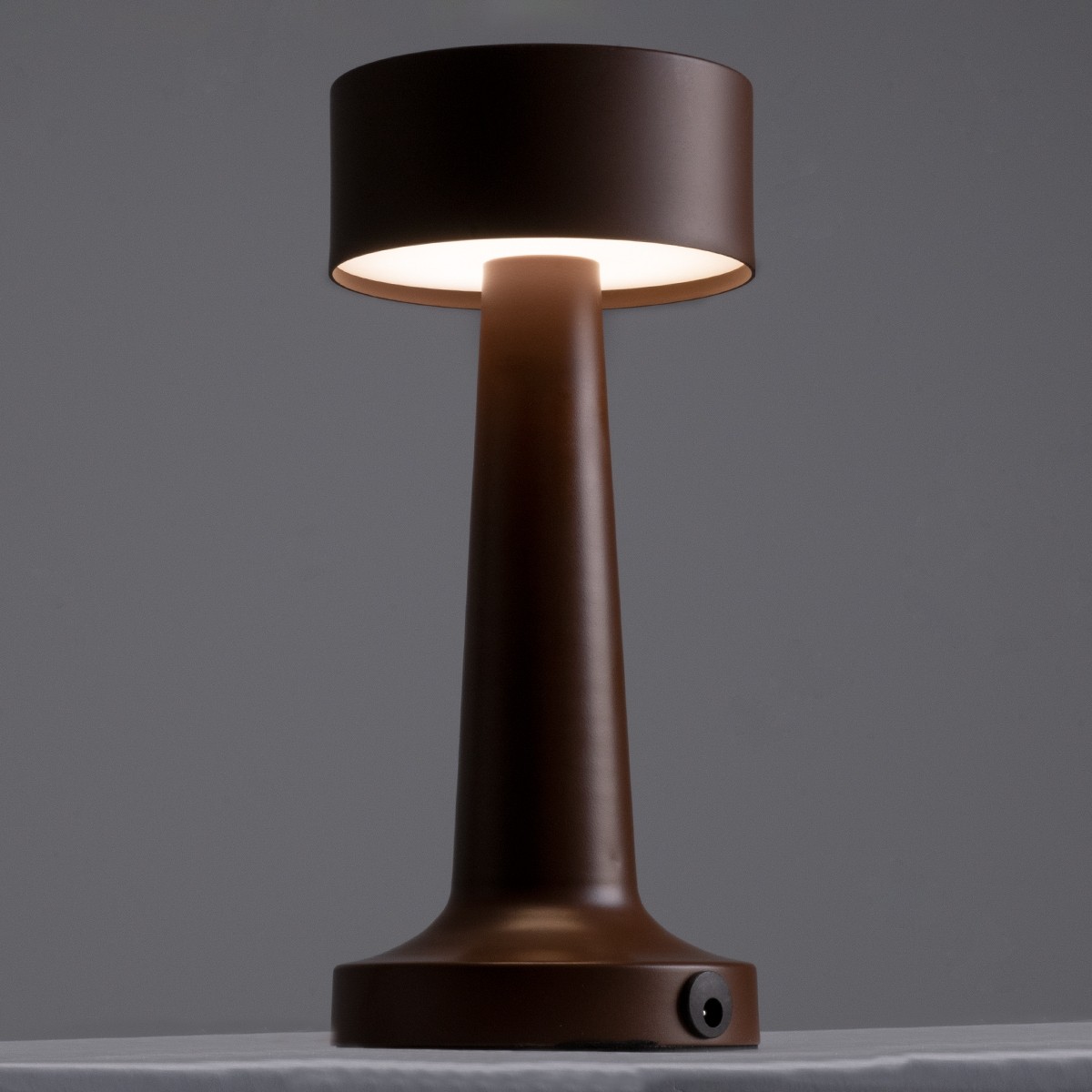 LED Επιτραπέζιο Φωτιστικό Σκούρο Καφέ 1.5W BELLA Επαναφορτιζόμενο με Μπαταρία και Διακόπτη Αφής Dimmable - Φ9 x 21cm