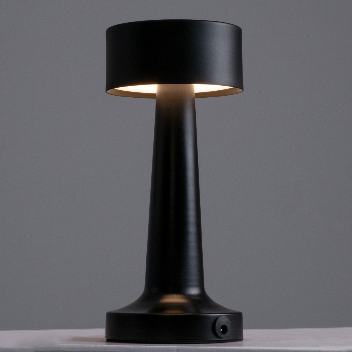 LED Επιτραπέζιο Φωτιστικό Μαύρο 1.5W BELLA Επαναφορτιζόμενο με Μπαταρία και Διακόπτη Αφής Dimmable - Φ9 x 21cm
