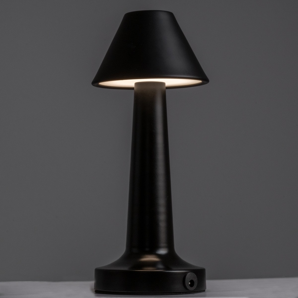 LED Επιτραπέζιο Φωτιστικό Μαύρο 1.5W MOLLY Επαναφορτιζόμενο με Μπαταρία και Διακόπτη Αφής Dimmable -  Φ10 x 23cm