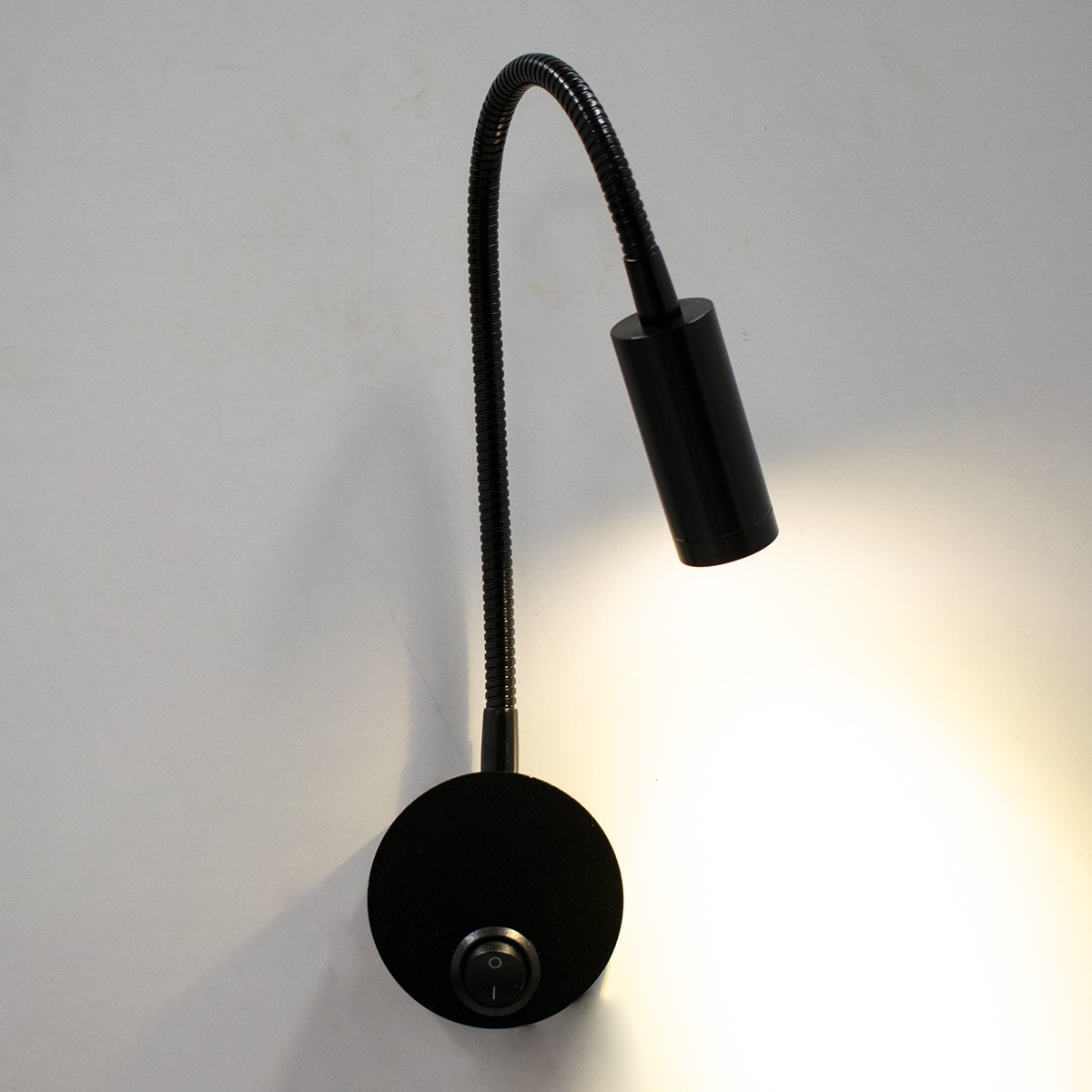 LED Φωτιστικό Τοίχου Απλίκα Reading CREE 3W Μονόφωτο Μαύρο με Ρυθμιζόμενο Σώμα Σπιράλ & Διακόπτη On / Off  Μ6.5 x Π20 x Υ20cm