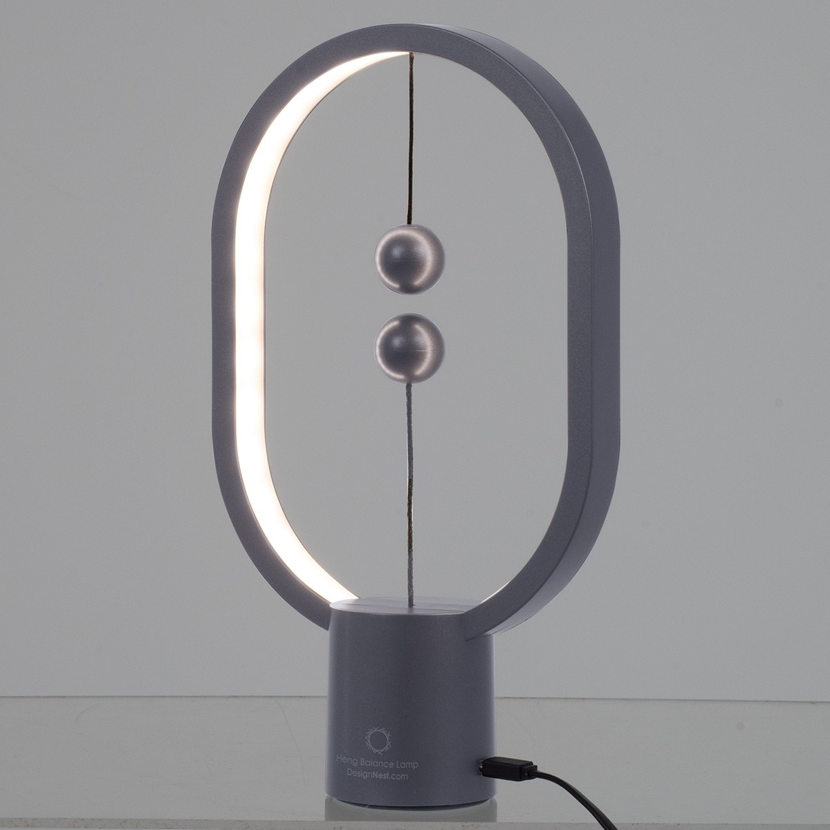 LED Μοντέρνο Φωτιστικό Γραφείου Ανοιχτό Γκρι MAGNET 15 Watt με Μαγνητικό Διακόπτη &  USB Μ64.5 x Π39.5 x Υ56cm