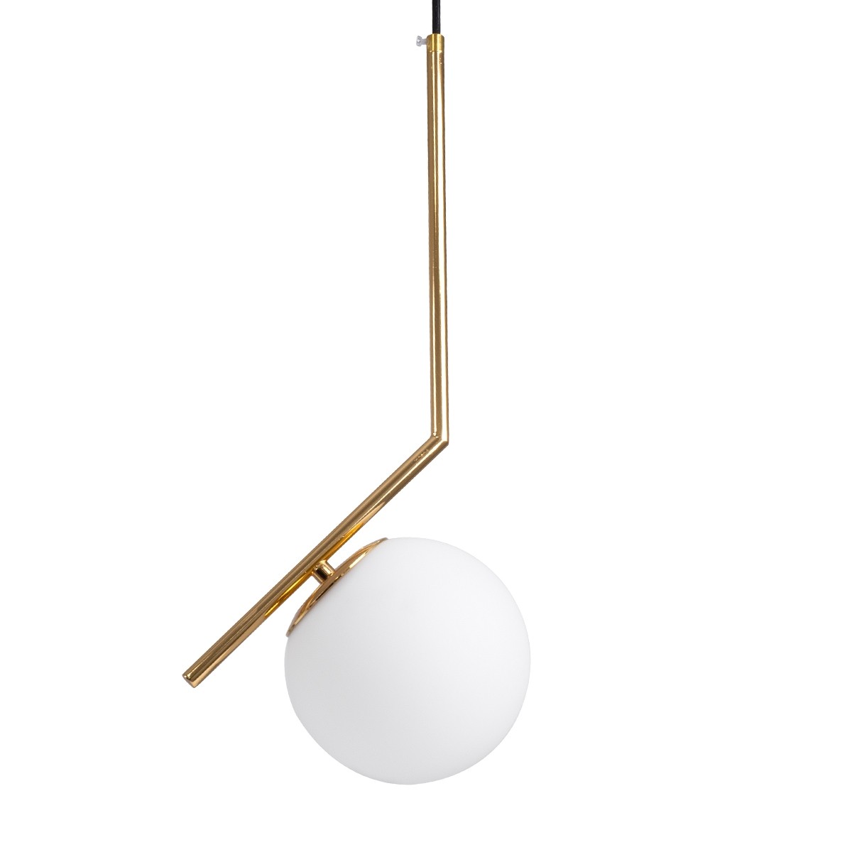 Μοντέρνο Κρεμαστό Φωτιστικό Οροφής Μονόφωτο MONROE Χρυσό  - Λευκό Μεταλλικό Μπάλα Φ15 x Υ49cm