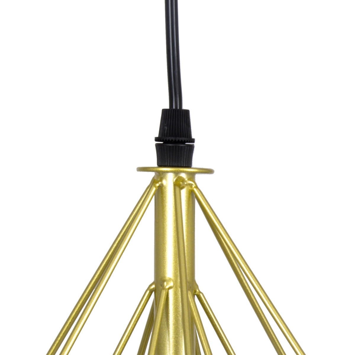 Κρεμαστό Φωτιστικό Οροφής Τρίφωτο EIFFEL Vintage 3 x E27 Χρυσό Μεταλλικό Πλέγμα με Λευκό Ύφασμα L68 x W25 x H130cm