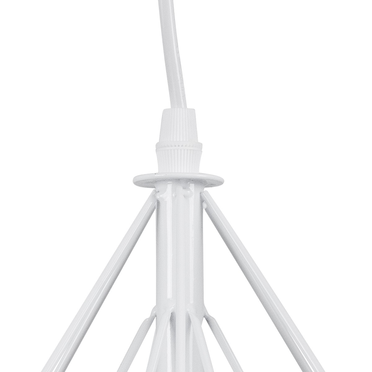 Κρεμαστό Φωτιστικό Οροφής Τρίφωτο EIFFEL Vintage 3 x E27 Λευκό Μεταλλικό Πλέγμα με Λευκό Ύφασμα L68 x W25 x H130cm