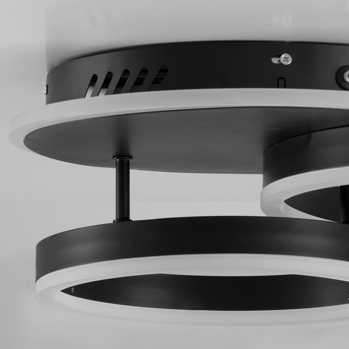 LED Φωτιστικό Οροφής Μαύρο VENOM  2 Κύκλοι +Backlight 67W με Εναλλαγή Φωτισμού Φ25+40cm 61120