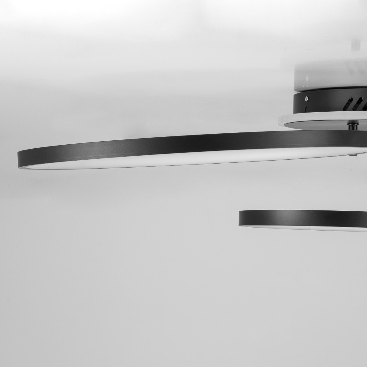 LED Φωτιστικό Οροφής Μαύρο NEMESIS 3 Κύκλοι +Backlight 98W με Εναλλαγή Φωτισμού  Φ25+35+45cm 61108