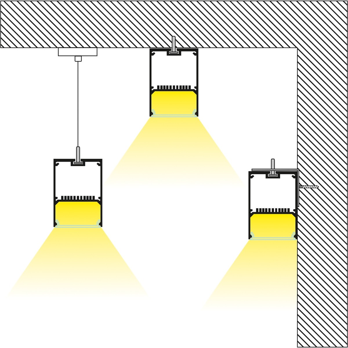 Led Γραμμικό Κρεμαστό Φωτιστικό Οροφής FELIX 54Watt Μαύρο με Εναλλαγή Φωτισμού Μ120 x Π3.5 x Υ7cm