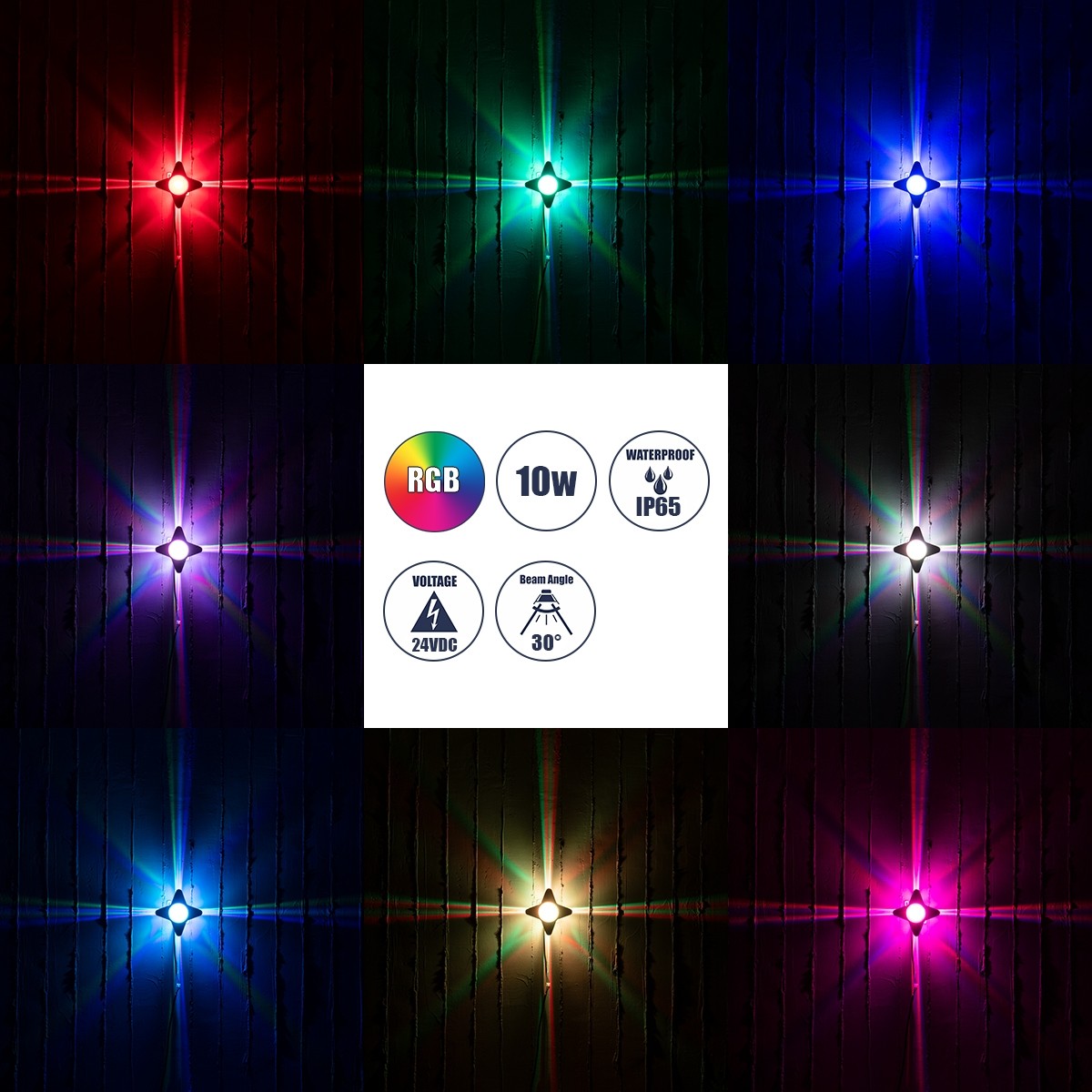 LED Φωτιστικό Επίτοιχο CINA IP65 10W 10° με Αυτόματα Προγράμματα Εναλλαγής Χρωμάτων RGB Μ18.5 x Π18.5 x Υ8.5cm 90659