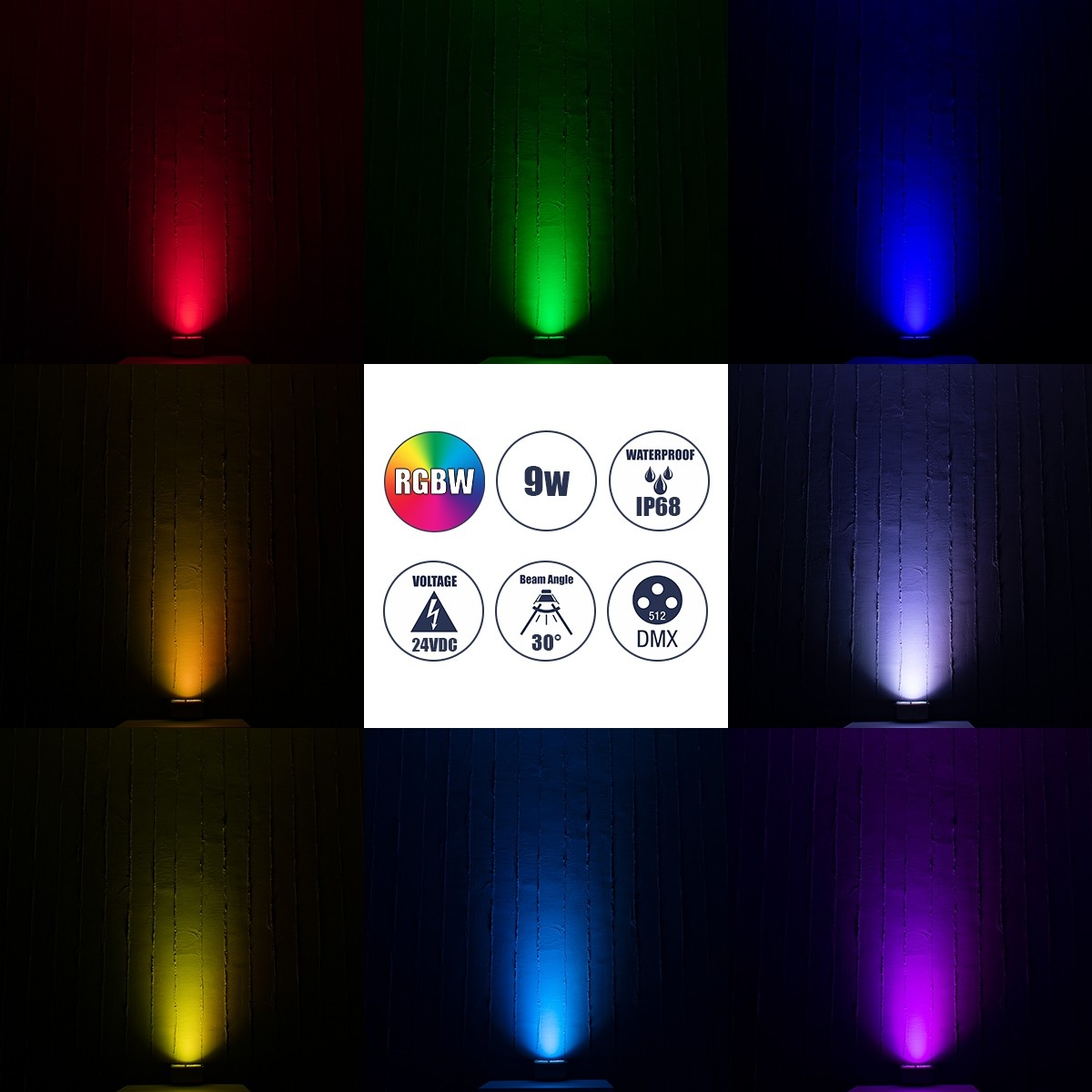 LED Φωτιστικό Υποβρύχιο Σποτ Ειδικό για Σιντριβάνια FINA 9W RGBW DMX512IP68 Φ16 x Υ8cm Ανοξείδωτο Ατσάλι