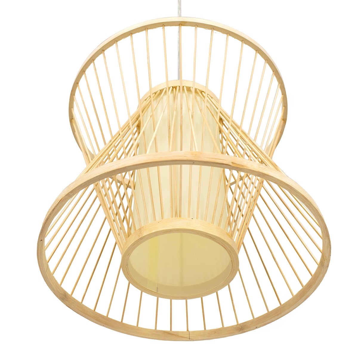 Φωτιστικό Οροφής Κρεμαστό DE PARIS Vintage Μπεζ Ξύλινο Bamboo Φ35 x Y32cm