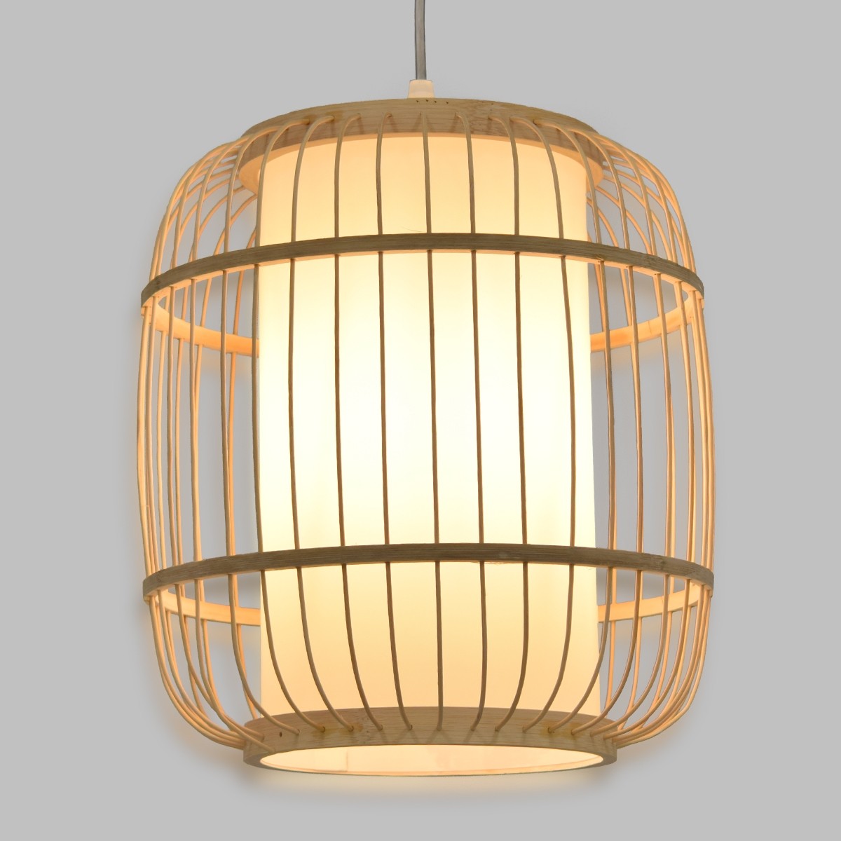 Φωτιστικό Οροφής Κρεμαστό DE PARIS Vintage Μπεζ Ξύλινο Bamboo Φ26 x Y32cm 01633