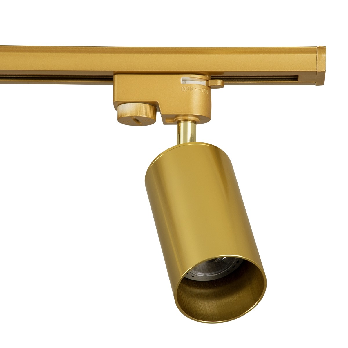 Μοντέρνο Φωτιστικό Οροφής Ράγα με Κινούμενα Σποτ LEO Τετράφωτο 4 x GU10 Μ100 x Π6 x Υ20cm - 2 Γραμμών - Χρυσό Πλατίνα