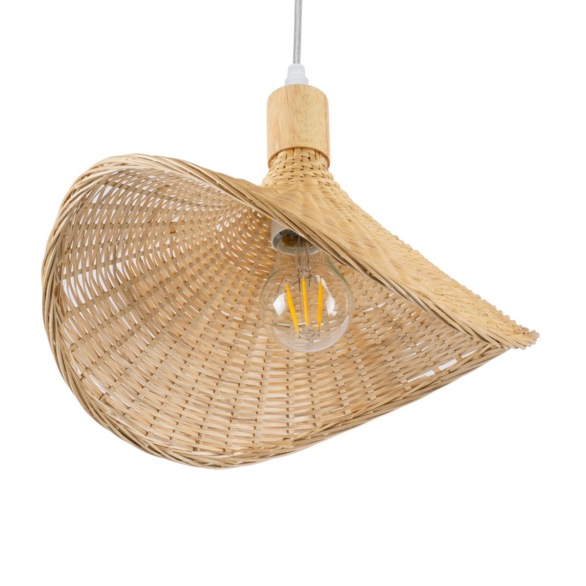 Φωτιστικό Οροφής Κρεμαστό CUBA Μπεζ Ξύλινο Bamboo Φ33 x Y25cm 01715
