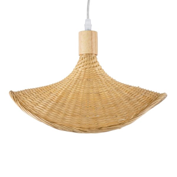 Φωτιστικό Οροφής Κρεμαστό CUBA Μπεζ Ξύλινο Bamboo Φ33 x Y25cm 01715