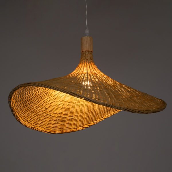 Φωτιστικό Οροφής Κρεμαστό CUBA Μπεζ Ξύλινο Bamboo Φ53 x Y30cm 01719