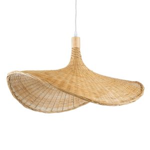 Φωτιστικό Οροφής Κρεμαστό CUBA Μπεζ Ξύλινο Bamboo Φ63 x Y32cm 01721