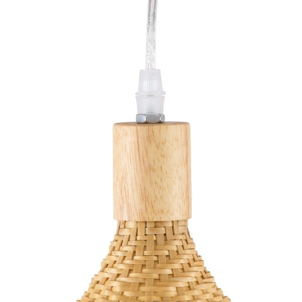 Φωτιστικό Οροφής Κρεμαστό CUBA Μπεζ Ξύλινο Bamboo Φ63 x Y32cm 01721