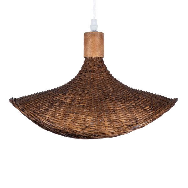 Φωτιστικό Οροφής Κρεμαστό CUBA Καφέ Ξύλινο Bamboo Φ33 x Y25cm 01716