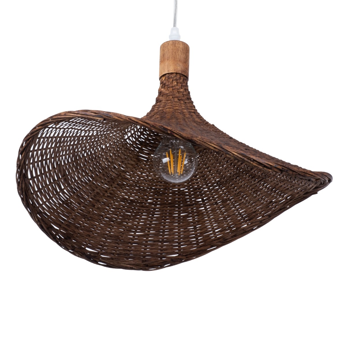 Φωτιστικό Οροφής Κρεμαστό CUBA Καφέ Ξύλινο Bamboo Φ43 x Y30cm 01718