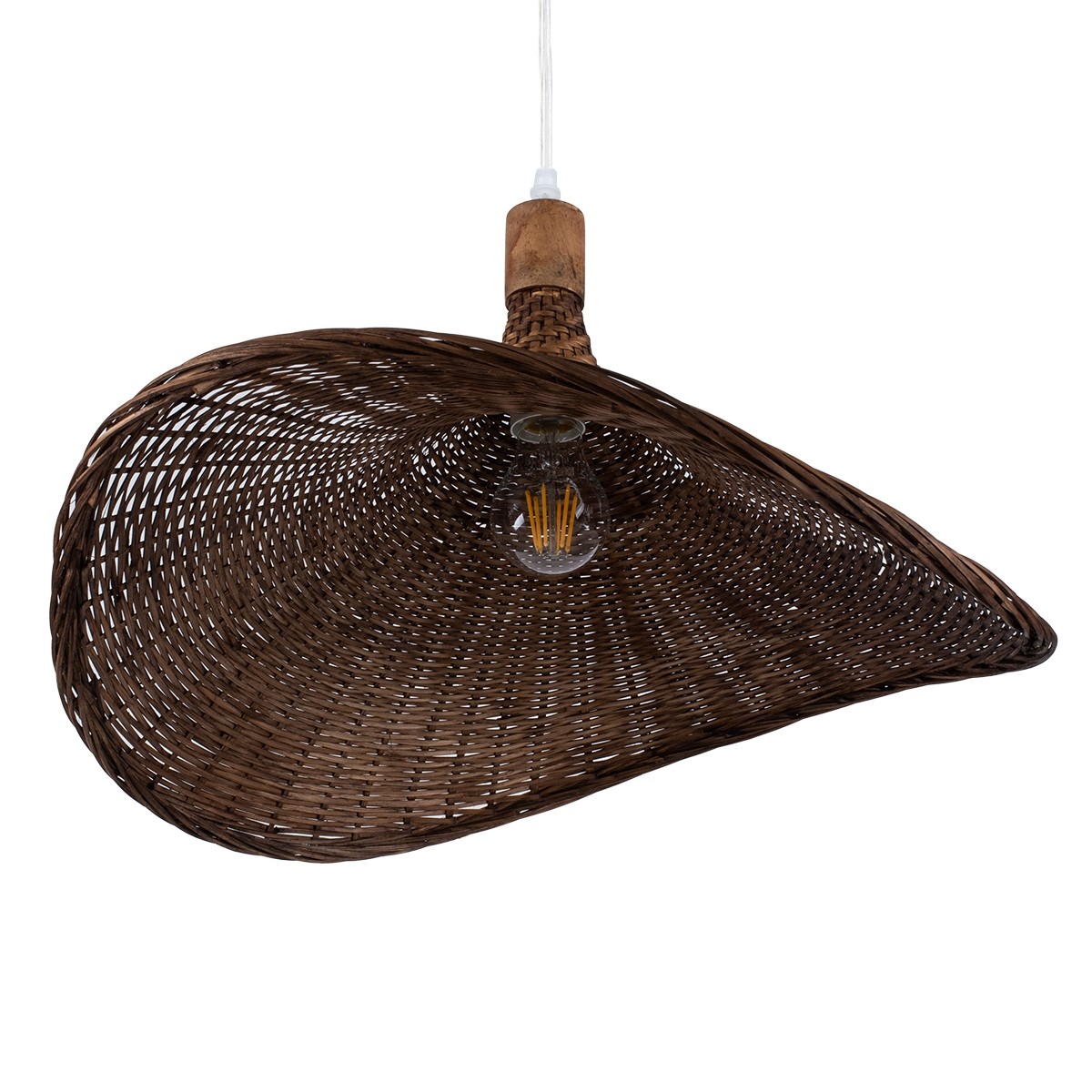 Φωτιστικό Οροφής Κρεμαστό CUBA Καφέ Ξύλινο Bamboo Φ53 x Y30cm 01720