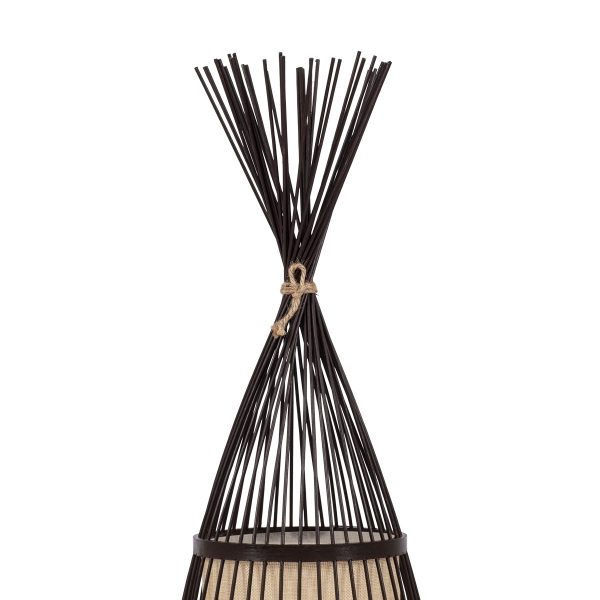 Δαπέδου Φωτιστικό AZORES Μονόφωτο Καφέ Ξύλινο Bamboo Πλέγμα Φ30 x Υ90cm 01754