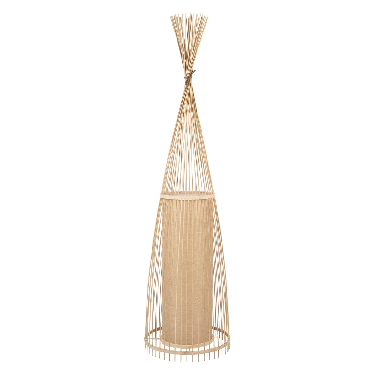 Δαπέδου Φωτιστικό AZORES Μονόφωτο Μπεζ Ξύλινο Bamboo Πλέγμα Φ40 x Υ150cm 01755