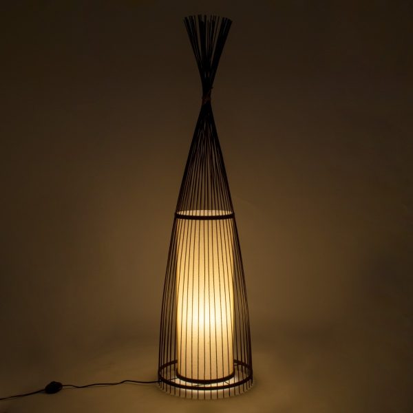 Δαπέδου Φωτιστικό AZORES Μονόφωτο Καφέ Ξύλινο Bamboo Πλέγμα Φ40 x Υ150cm 01756