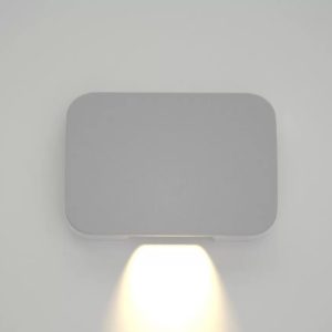 LED Απλίκα Τοίχου Silver 1W DOWN Λευκή IP65