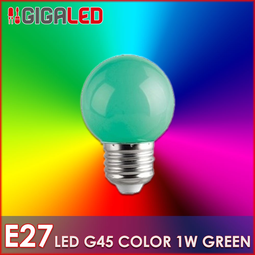 LED Λάμπα 1W Ε27-G45-Χρωματιστή-Πράσινη