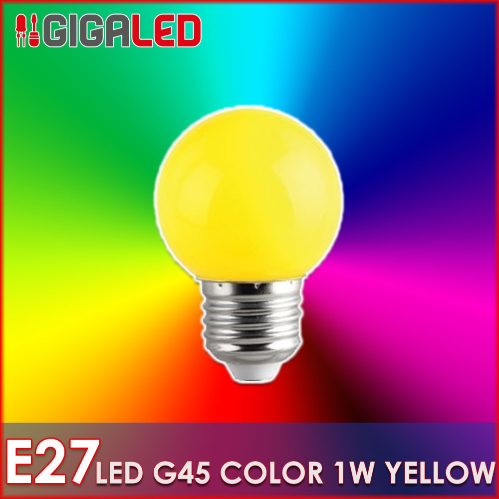 LED Λάμπα 1W Ε27-G45-Χρωματιστή-Κίτρινη