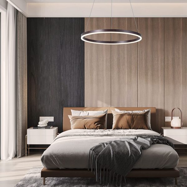 LED Pendant Cateri Lighting Brown 44W Φ60 Dimmable 3 Color with Wireless Remote Control