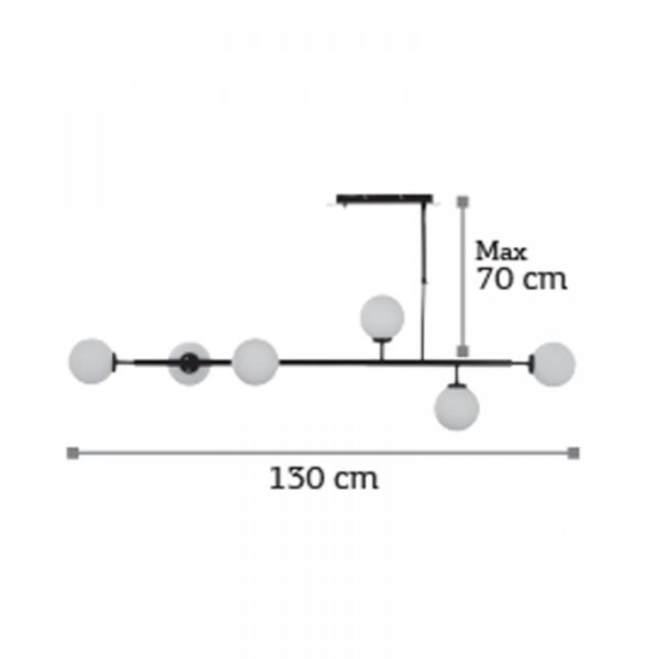 Φωτιστικό Οροφής Κρεμαστό 6xG9 Μαύρο 6170-6-BL - Image 3