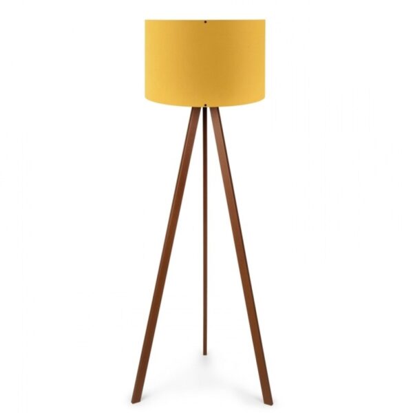 Modern Floor Lamp SAGA Single Light E27 Beige Wood with Yellow Fabric 204-0045