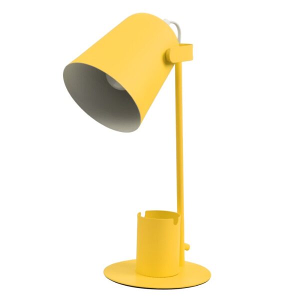 PENCASE 1 x E27 Υellow Metal Bell Desk Lamp with On/Off Switch - Pencil Holder & Phone Holder 61567