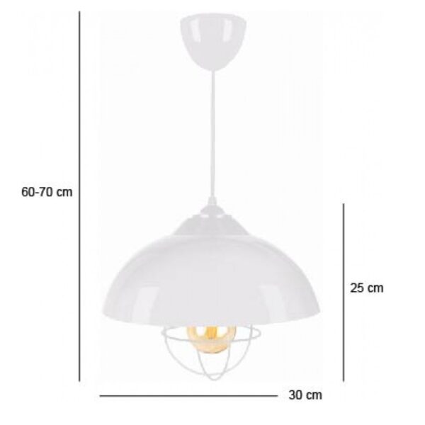 Modern Pendant Ceiling Light INDUSTRY 1xE27 Metallic White Bell 204-0111 - Image 2